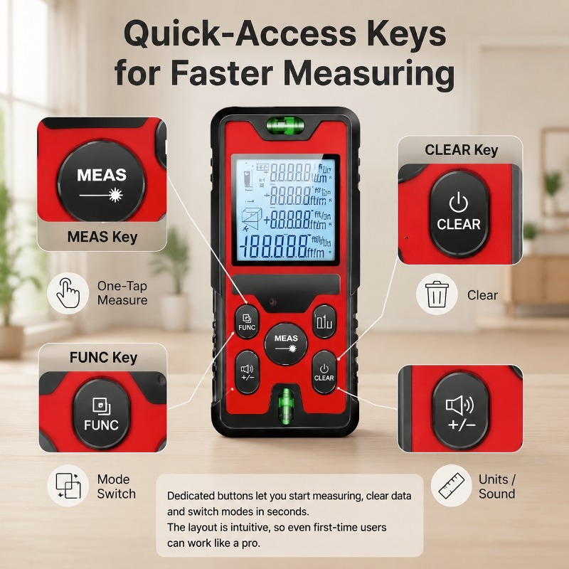 Stud Finder With Laser Level - 120M Laser Distance Meter USB‑C Rechargeable