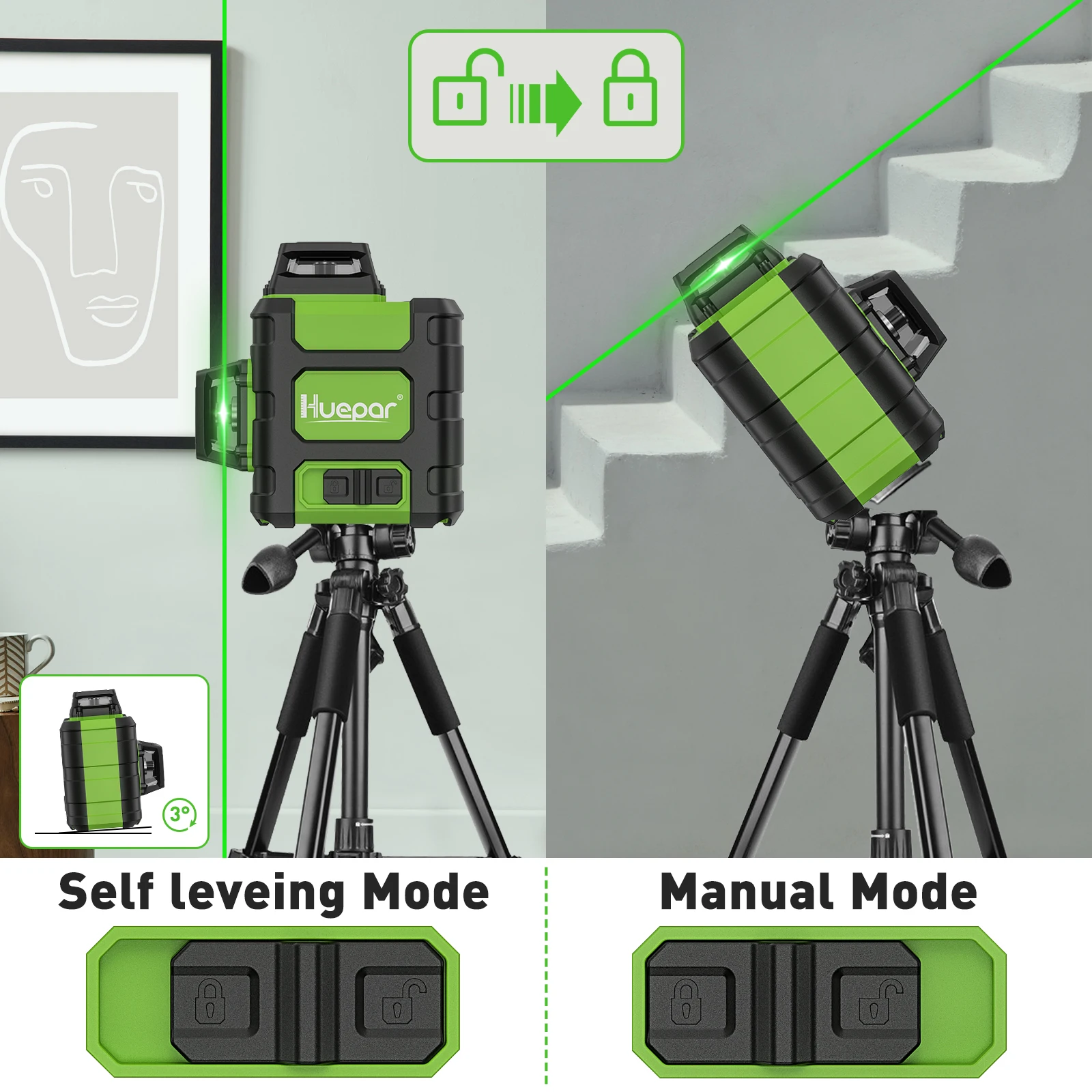 Huepar HM03CG Laser Level Gree - Stud Finder With Laser Level recension och pris