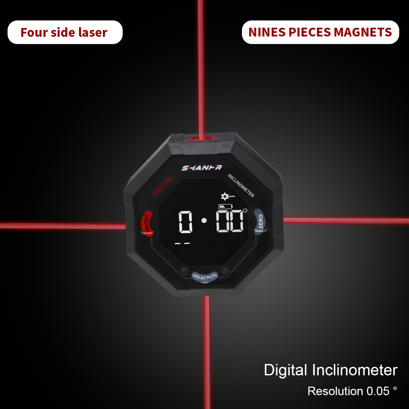 SHANHR Octagon Digital Angle F - Stud Finder With Laser Level recension och pris