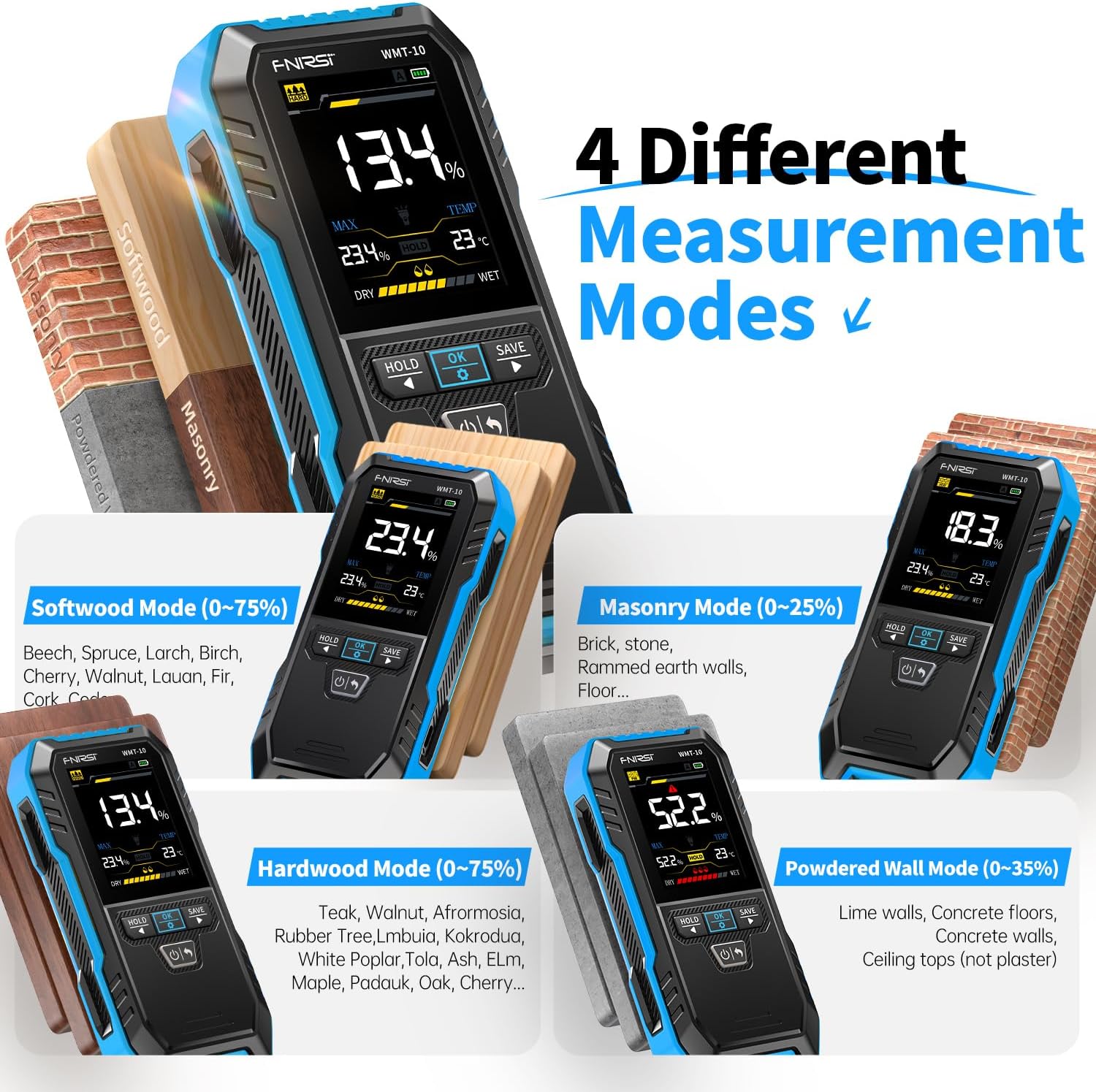 FNIRSI WMT-10 Pinless Wood Moi - Moisture Meter Wall Wood recension och pris