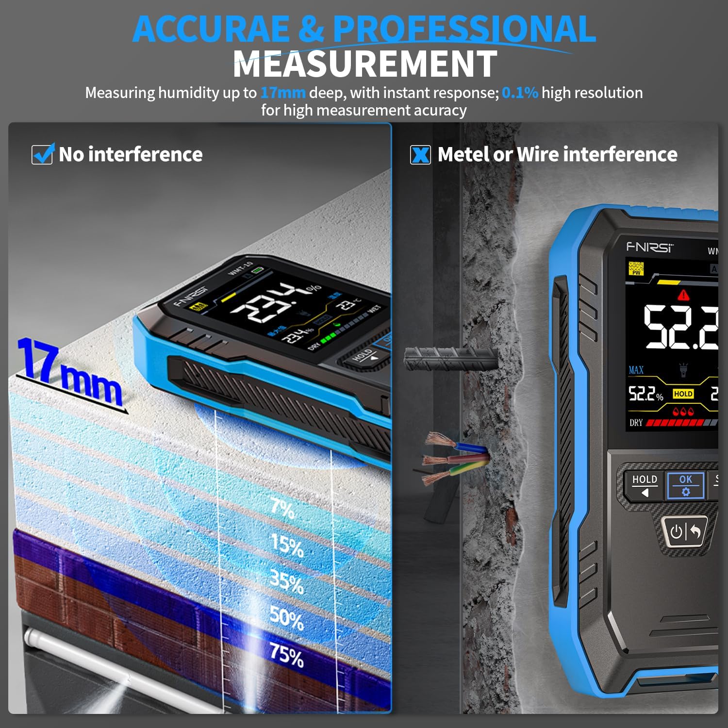 FNIRSI WMT-10 Pinless Wood Moi - Moisture Meter Wall Wood recension och pris