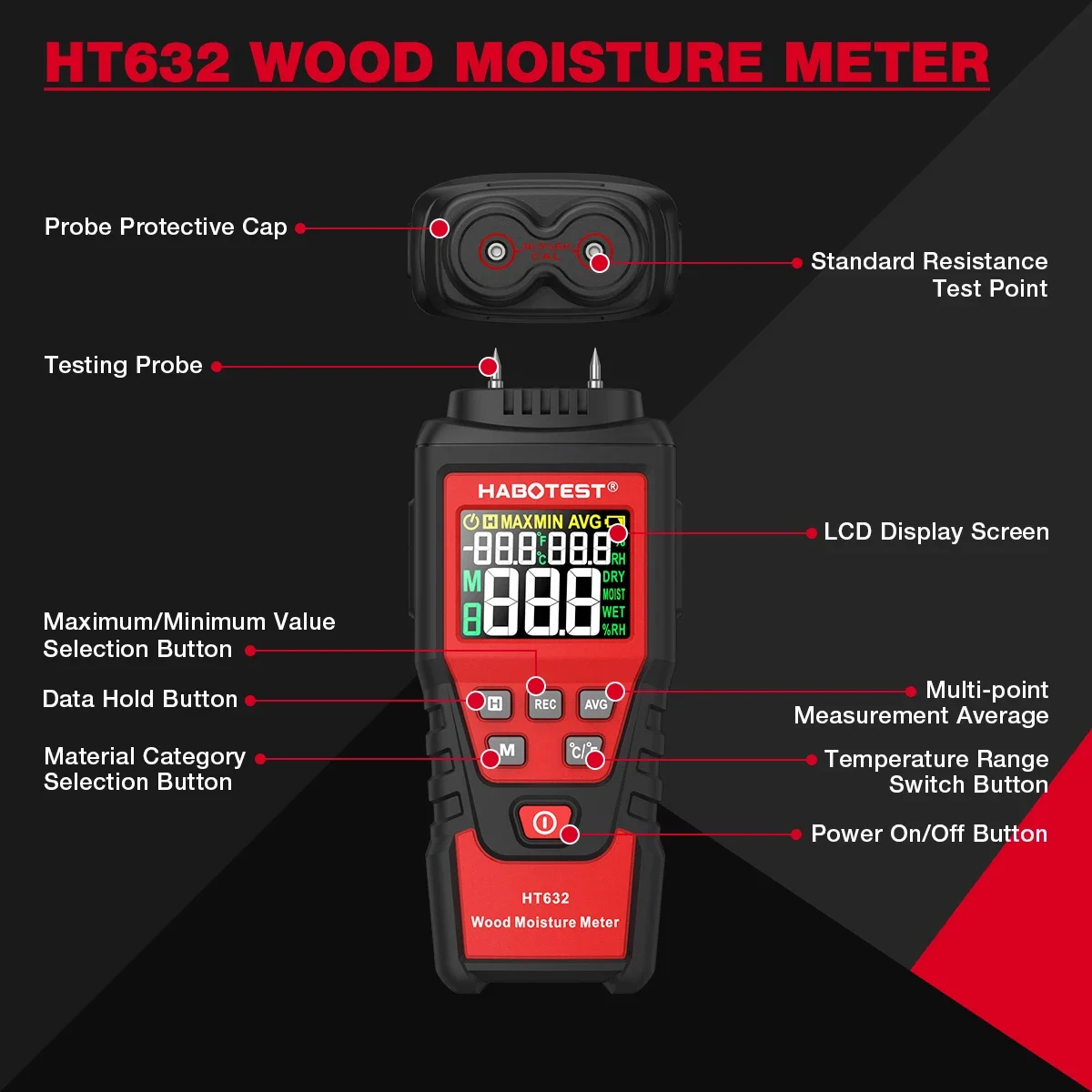 HABOTEST HT632 Digital Moistur - Moisture Meter Wall Wood recension och pris