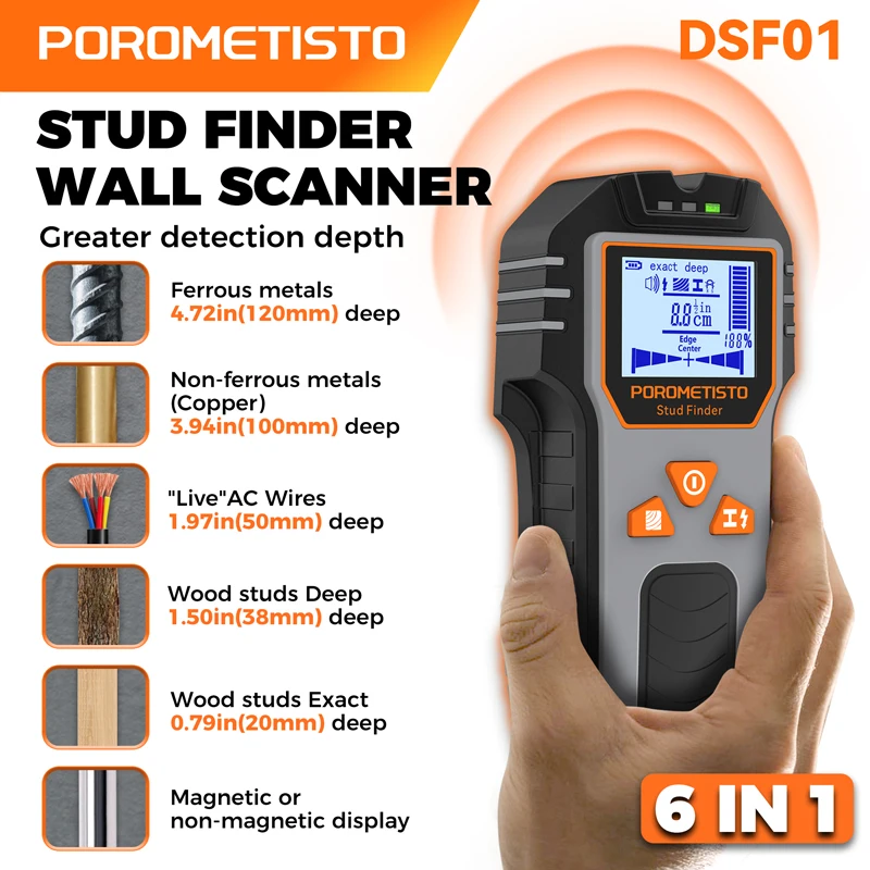 POROMETISTO-DSF01 6-in-1 Wall  - Wall Scanner Rebar Detector recension och pris